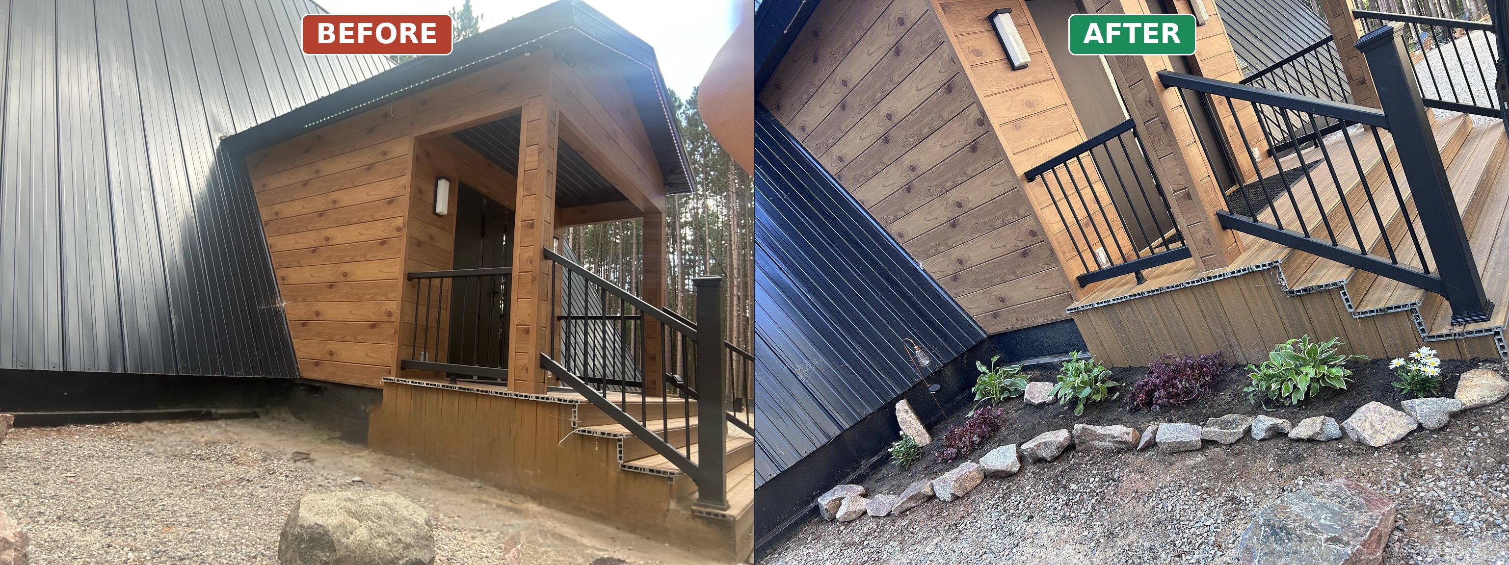 Before and after: front of home cleaned and refreshed by Stay Ready Property Solutions