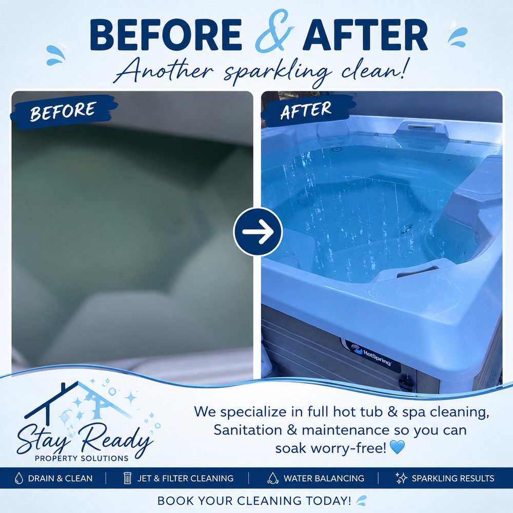 Before and after: hot tub drained, cleaned and sanitized by Stay Ready Property Solutions